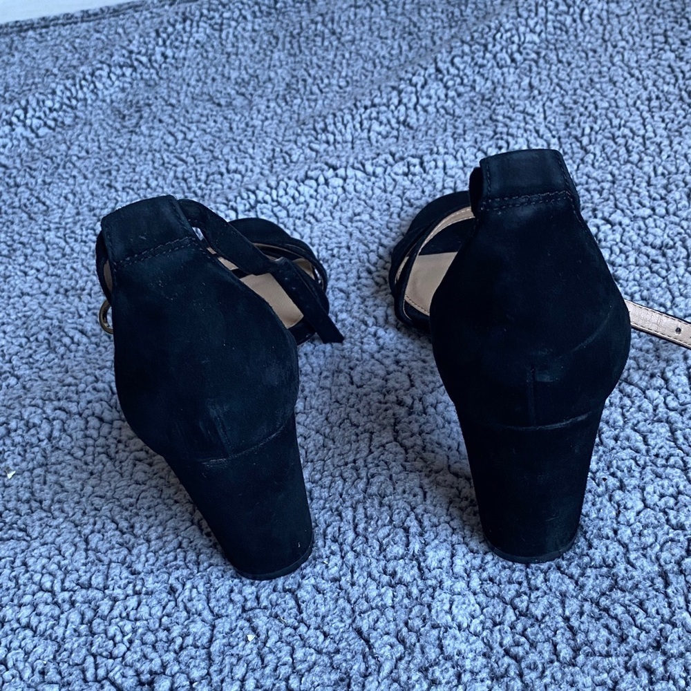 ANTONIO MELANI Black Suede Strappy Ankle-Heel Sandals - Picture 2 of 6